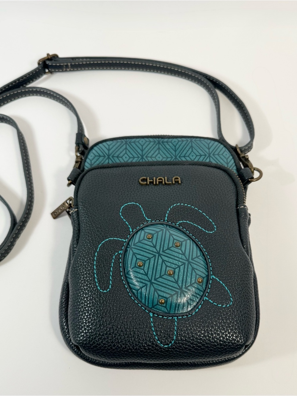 Chala Teal Turtle Crossbody Purse - Picture 3 of 14